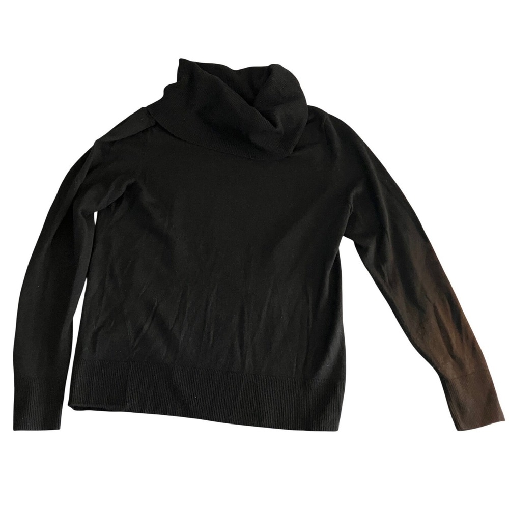Talbots Black Pure Merino Wool Cowl Neck Sweater M Layering Luxury Capsule Warm